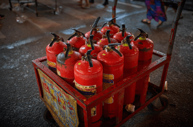 Which types of fire extinguisher should you use on live electrical equipment