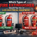 Which types of fire extinguisher should you use on live electrical equipment
