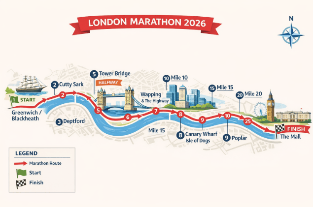 Where does the London Marathon start and finish